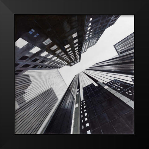 Cityscapes of Building Black Modern Wood Framed Art Print by Atelier B Art Studio