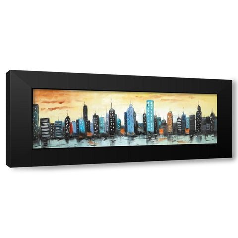 Skyline on Cityscape Black Modern Wood Framed Art Print with Double Matting by Atelier B Art Studio