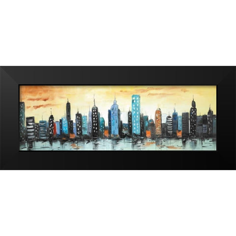 Skyline on Cityscape Black Modern Wood Framed Art Print by Atelier B Art Studio
