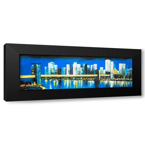 Skyline of Lower Manhattan Black Modern Wood Framed Art Print by Atelier B Art Studio