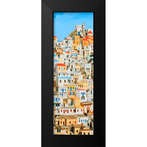 Small Houses in Greece Black Modern Wood Framed Art Print by Atelier B Art Studio