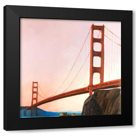 Sunset on the Golden Gate Bridge Black Modern Wood Framed Art Print by Atelier B Art Studio