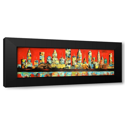 View of Red City Black Modern Wood Framed Art Print by Atelier B Art Studio
