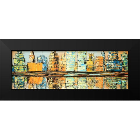 REFLECTIONS OF A COLORFUL CITY Black Modern Wood Framed Art Print by Atelier B Art Studio