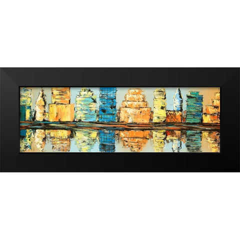 REFLECTIONS OF A COLORFUL AND ABSTRACT CITY Black Modern Wood Framed Art Print by Atelier B Art Studio