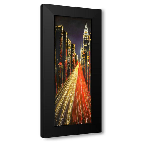 Lively City Black Modern Wood Framed Art Print by Atelier B Art Studio