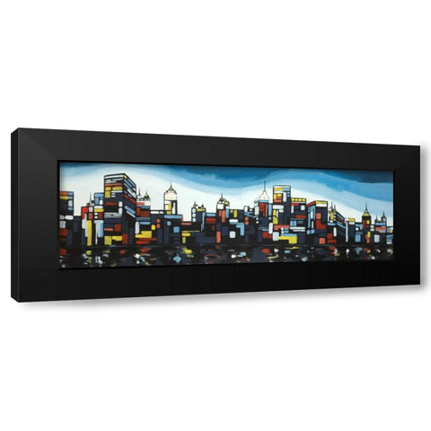 Colorful City Black Modern Wood Framed Art Print with Double Matting by Atelier B Art Studio