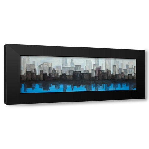 View of a Blue City Black Modern Wood Framed Art Print with Double Matting by Atelier B Art Studio