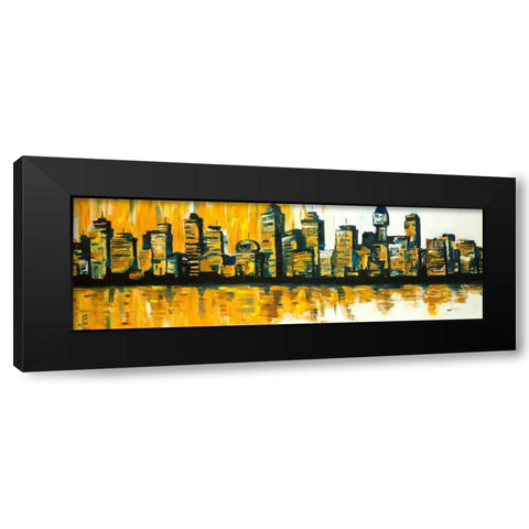 Yellow City Black Modern Wood Framed Art Print by Atelier B Art Studio