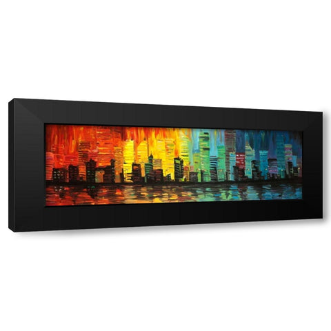 City with shade of colors Black Modern Wood Framed Art Print with Double Matting by Atelier B Art Studio