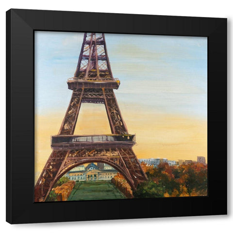 Eiffel Tower by Dawn Oil Painting Paint Black Modern Wood Framed Art Print by Atelier B Art Studio