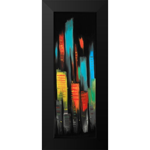 ABSTRACT TALL BUILDINGS Black Modern Wood Framed Art Print by Atelier B Art Studio