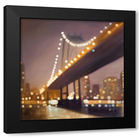 NEW-YORK AT NIGHT Black Modern Wood Framed Art Print by Atelier B Art Studio