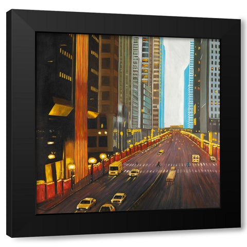 New York City 9TH Street Black Modern Wood Framed Art Print with Double Matting by Atelier B Art Studio