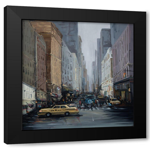 IN THE CITY Black Modern Wood Framed Art Print with Double Matting by Atelier B Art Studio