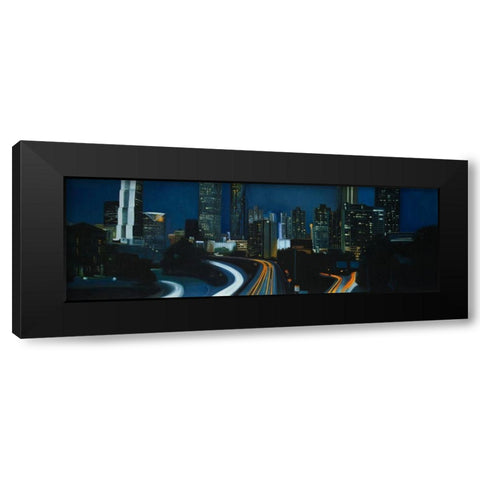 ATLANTA AT NIGHT Black Modern Wood Framed Art Print with Double Matting by Atelier B Art Studio