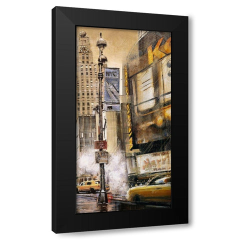 BIG CITY STREET BY A CLOUDY DAY Black Modern Wood Framed Art Print by Atelier B Art Studio