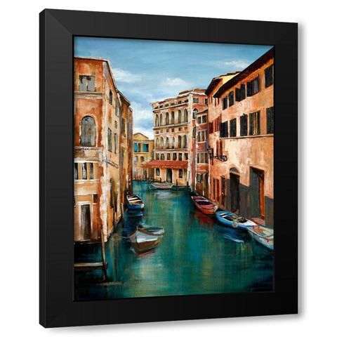 MAGICAL VENICE CANAL Black Modern Wood Framed Art Print by Atelier B Art Studio
