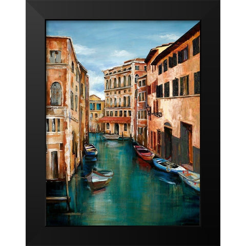 MAGICAL VENICE CANAL Black Modern Wood Framed Art Print by Atelier B Art Studio