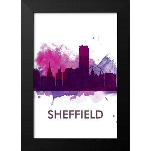 SHEFFIELD CITY COLOR SPLASH SILHOUETTE Black Modern Wood Framed Art Print by Atelier B Art Studio