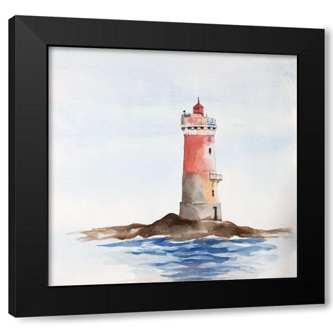 French Phare Les Pierres Noires Black Modern Wood Framed Art Print by Atelier B Art Studio