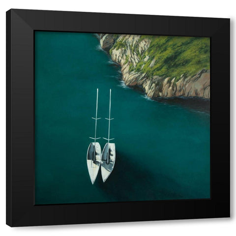 SMOOTH SAILING Black Modern Wood Framed Art Print by Atelier B Art Studio
