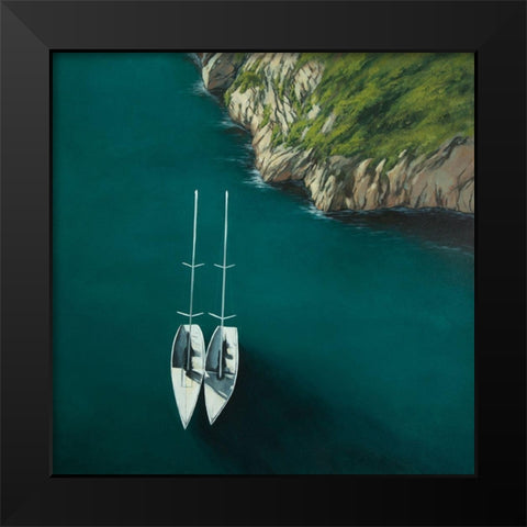SMOOTH SAILING Black Modern Wood Framed Art Print by Atelier B Art Studio