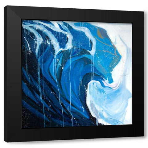 ABSTRACT WAVE IN MOTION Black Modern Wood Framed Art Print by Atelier B Art Studio