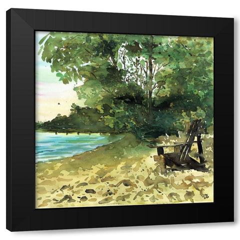 DAY AT THE LAKE Black Modern Wood Framed Art Print by Atelier B Art Studio