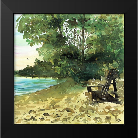 DAY AT THE LAKE Black Modern Wood Framed Art Print by Atelier B Art Studio