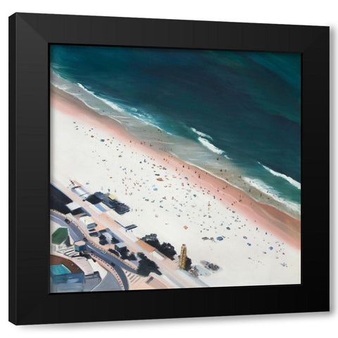 HOT DAY AT THE BEACH Black Modern Wood Framed Art Print by Atelier B Art Studio