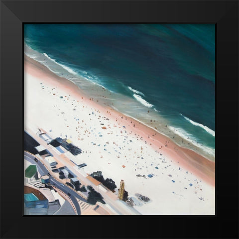 HOT DAY AT THE BEACH Black Modern Wood Framed Art Print by Atelier B Art Studio