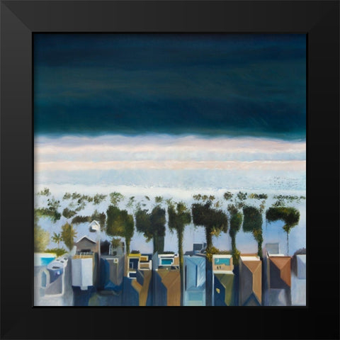 BIRDS EYE VIEW OF BEACH Black Modern Wood Framed Art Print by Atelier B Art Studio