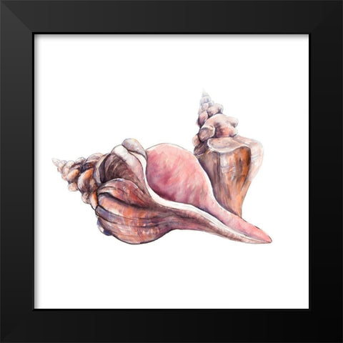 HORSE CONCH SEASHELLS Black Modern Wood Framed Art Print by Atelier B Art Studio