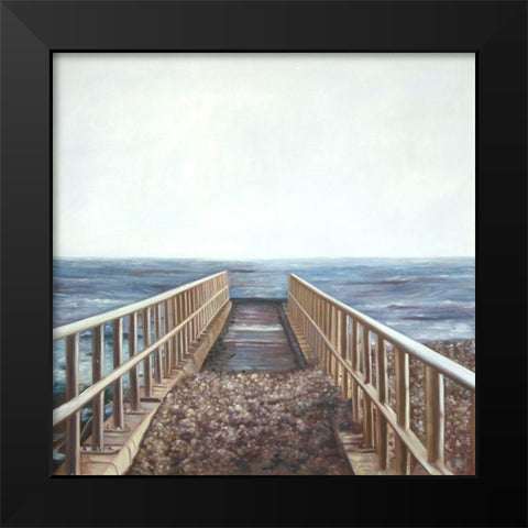 RELAXING BEACH Black Modern Wood Framed Art Print by Atelier B Art Studio