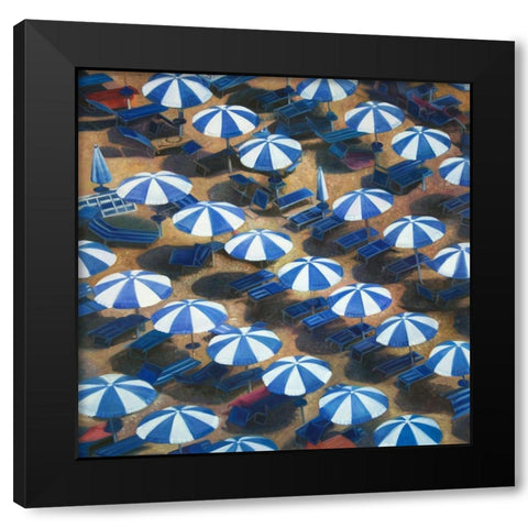 BEACH UMBRELLAS Black Modern Wood Framed Art Print with Double Matting by Atelier B Art Studio