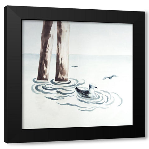 SEAGULL Black Modern Wood Framed Art Print with Double Matting by Atelier B Art Studio