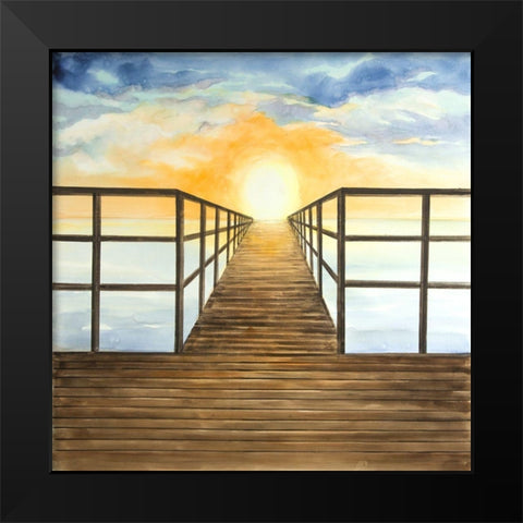 SUNSET IN THE SEA Black Modern Wood Framed Art Print by Atelier B Art Studio
