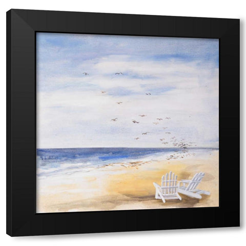 Day at the Beach Black Modern Wood Framed Art Print by Atelier B Art Studio