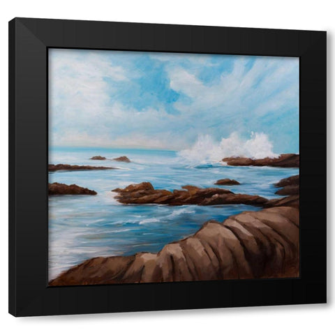 Seaside Storm Black Modern Wood Framed Art Print by Atelier B Art Studio