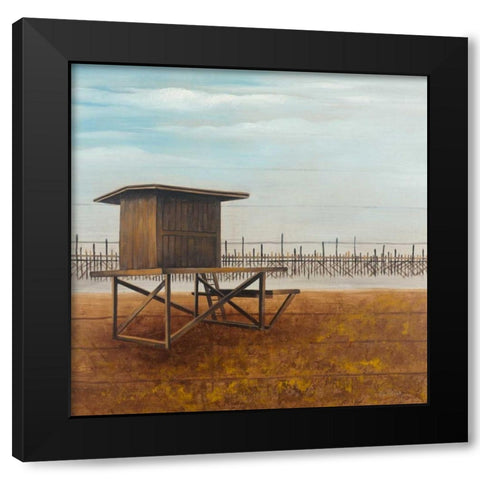Newport Beach Lifeguard Tower Black Modern Wood Framed Art Print by Atelier B Art Studio