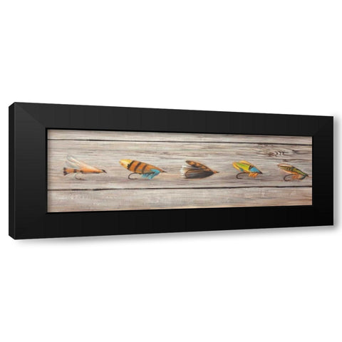 Fishing Flies Black Modern Wood Framed Art Print with Double Matting by Atelier B Art Studio
