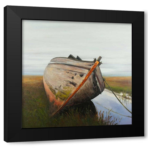 Old Abandoned Boat in a Swamp Black Modern Wood Framed Art Print by Atelier B Art Studio