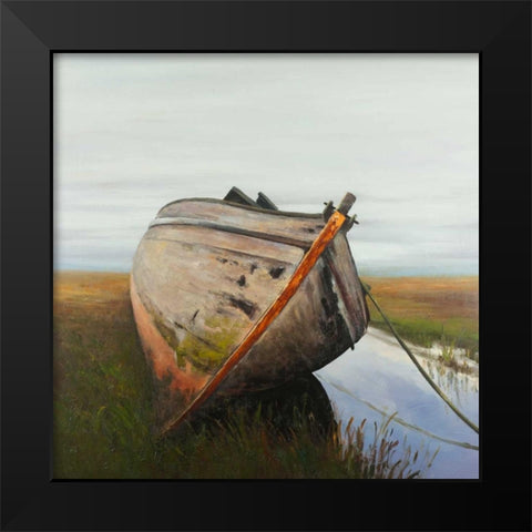 Old Abandoned Boat in a Swamp Black Modern Wood Framed Art Print by Atelier B Art Studio