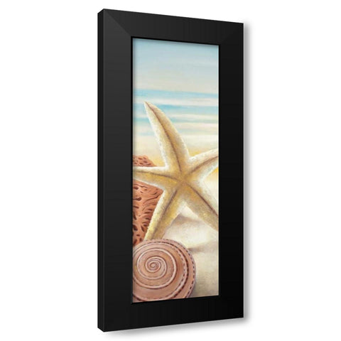 Starfish and Seashells at the Beach Black Modern Wood Framed Art Print by Atelier B Art Studio