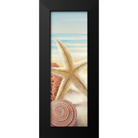 Starfish and Seashells at the Beach Black Modern Wood Framed Art Print by Atelier B Art Studio