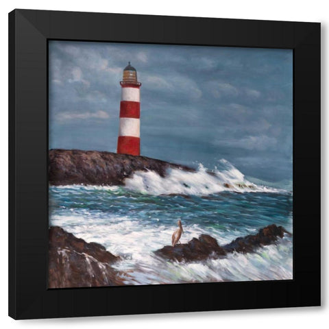 Lighthouse at the Edge of the Sea Unleashed Black Modern Wood Framed Art Print with Double Matting by Atelier B Art Studio
