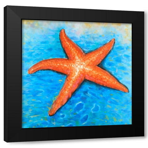 Vivid Starfish Black Modern Wood Framed Art Print by Atelier B Art Studio