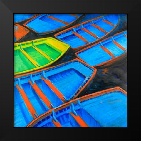 Small Canoes Black Modern Wood Framed Art Print by Atelier B Art Studio