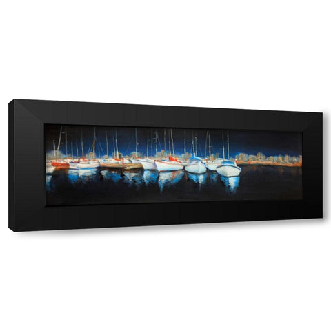 Evening at the Marina Black Modern Wood Framed Art Print by Atelier B Art Studio